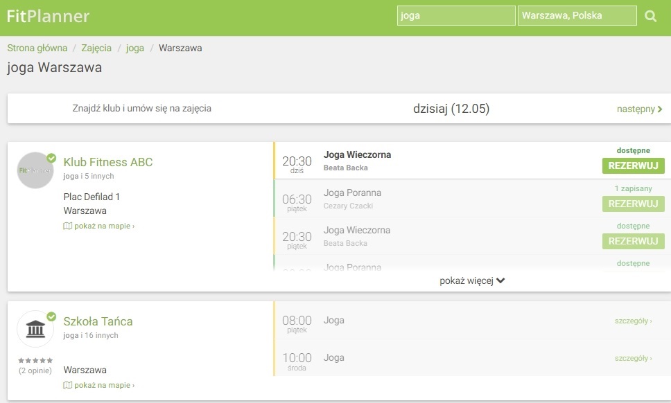 joga Warszawa - FitPlanner.pl - Google Chrome 2016-05-12 16.14.09